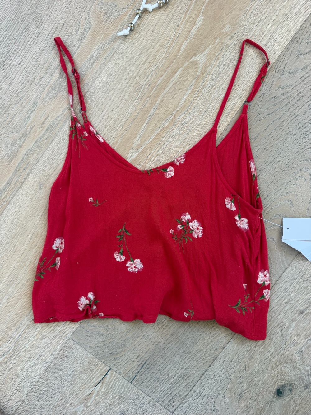 BRAND NWT bp Red Floral Spaghetti Strap Crop Tank
